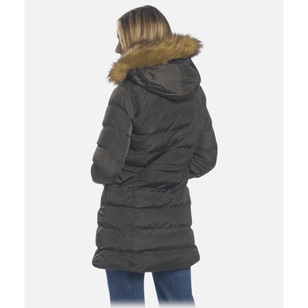 Celsius Green Hooded Puffer Coat With Fleece Lining & Gold Trim, Sz M--NWT - Picture 4 of 10